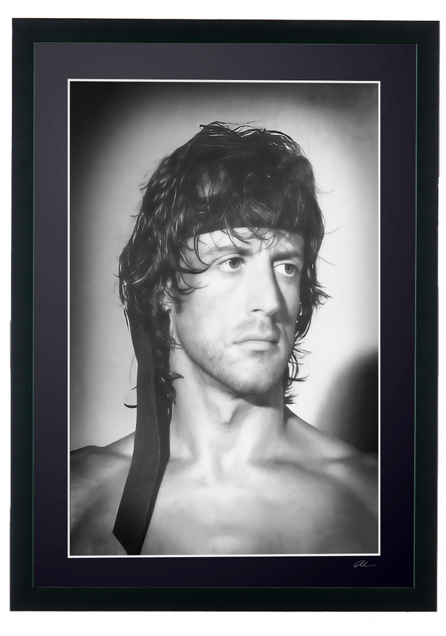 Rambo - First Blood (1982) - Sylvester Stallone as John Rambo — ingelijste filmfoto, Fine Art print