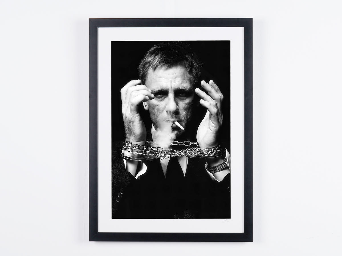 Fine art photograph of Daniel Craig in The Girl with the Dragon Tattoo, hand-framed — limited edition of 30 numbered prints.