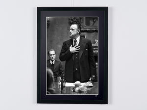 The Godfather - Marlon Brando (Don Vito Corleone), portrait in his office — framed cinema photograph, Fine Art print